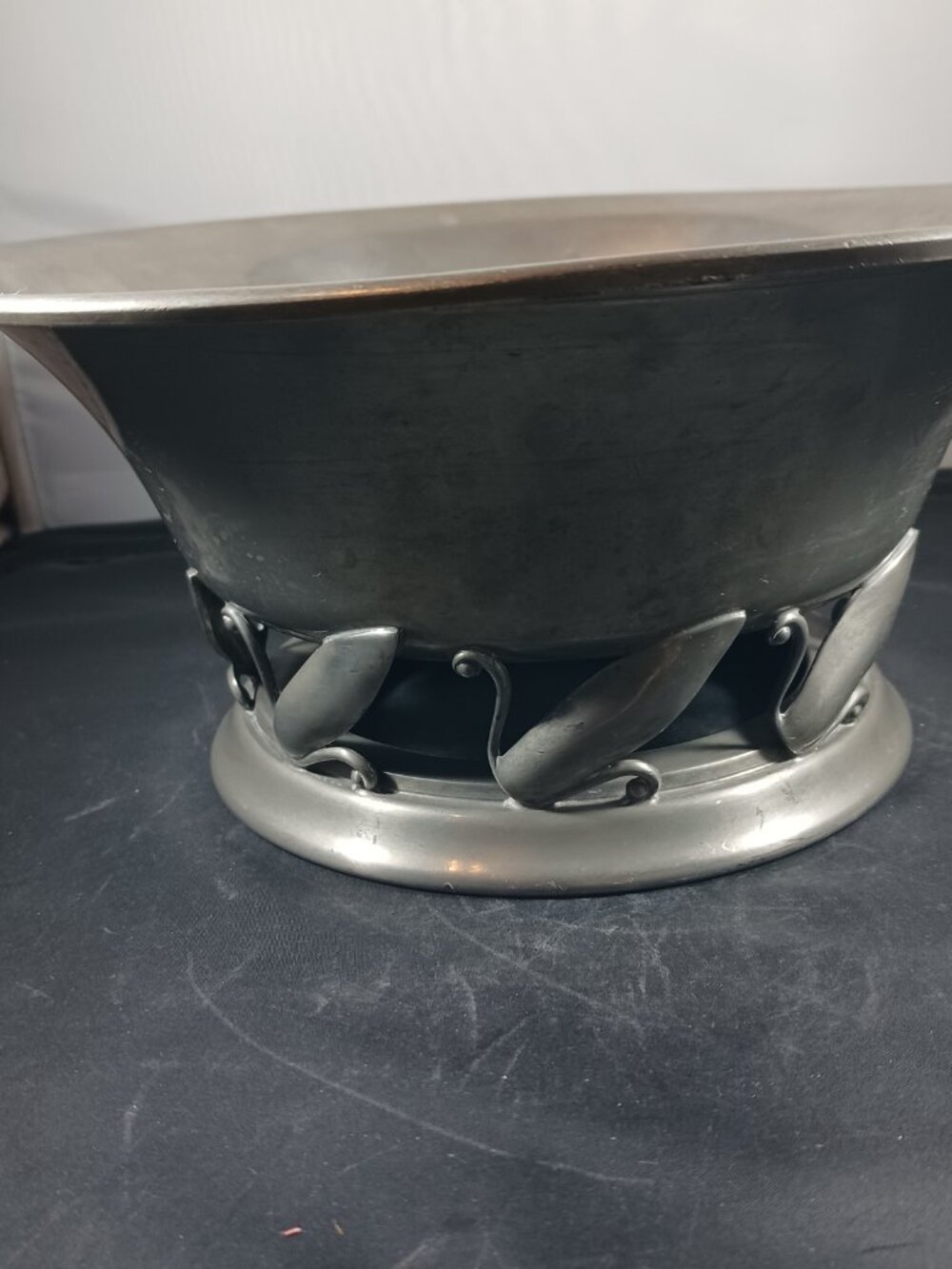 Vintage Art Nouveau Style Pewter Centerpiece Bowl Swan